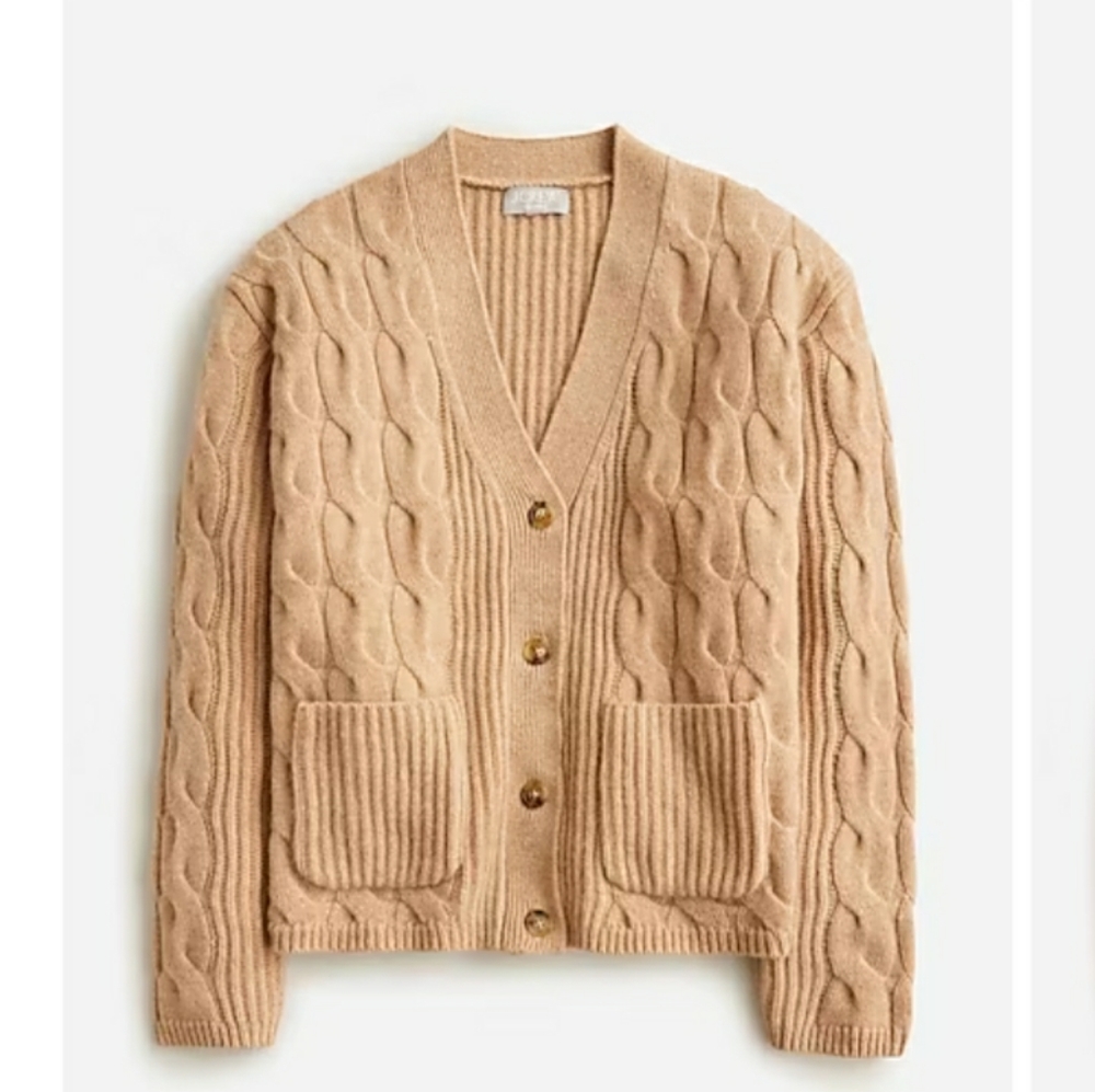 J crew Collection cashmere cable-knit v neck cardigan sweater FIRM ON Price